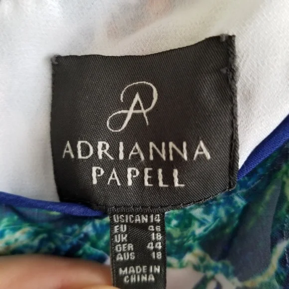 Adrianna Papell Color Floral Print A-Line Asymmetric Hem Dress Plus  14 Large L - Picture 4 of 8